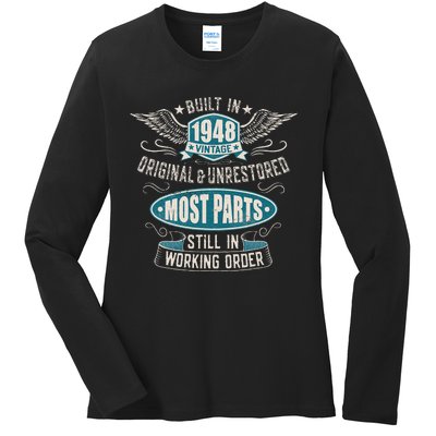 Vintage Birthday Born In 1948 Built In The 40s Ladies Long Sleeve Shirt