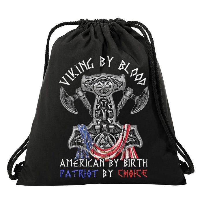 Viking By Blood American By Birth Patriot By Choice Drawstring Bag