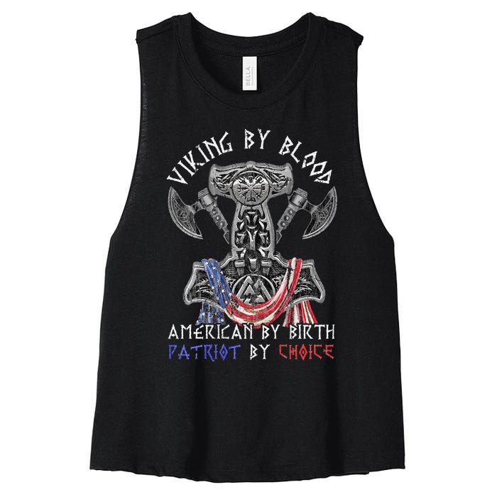 Viking By Blood American By Birth Patriot By Choice Women's Racerback Cropped Tank