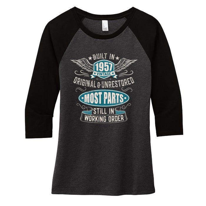 Vintage Birthday Born In 1957 Built In The 50s Women's Tri-Blend 3/4-Sleeve Raglan Shirt