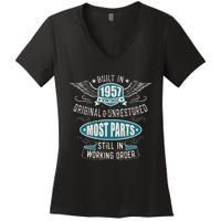 Vintage Birthday Born In 1957 Built In The 50s Women's V-Neck T-Shirt