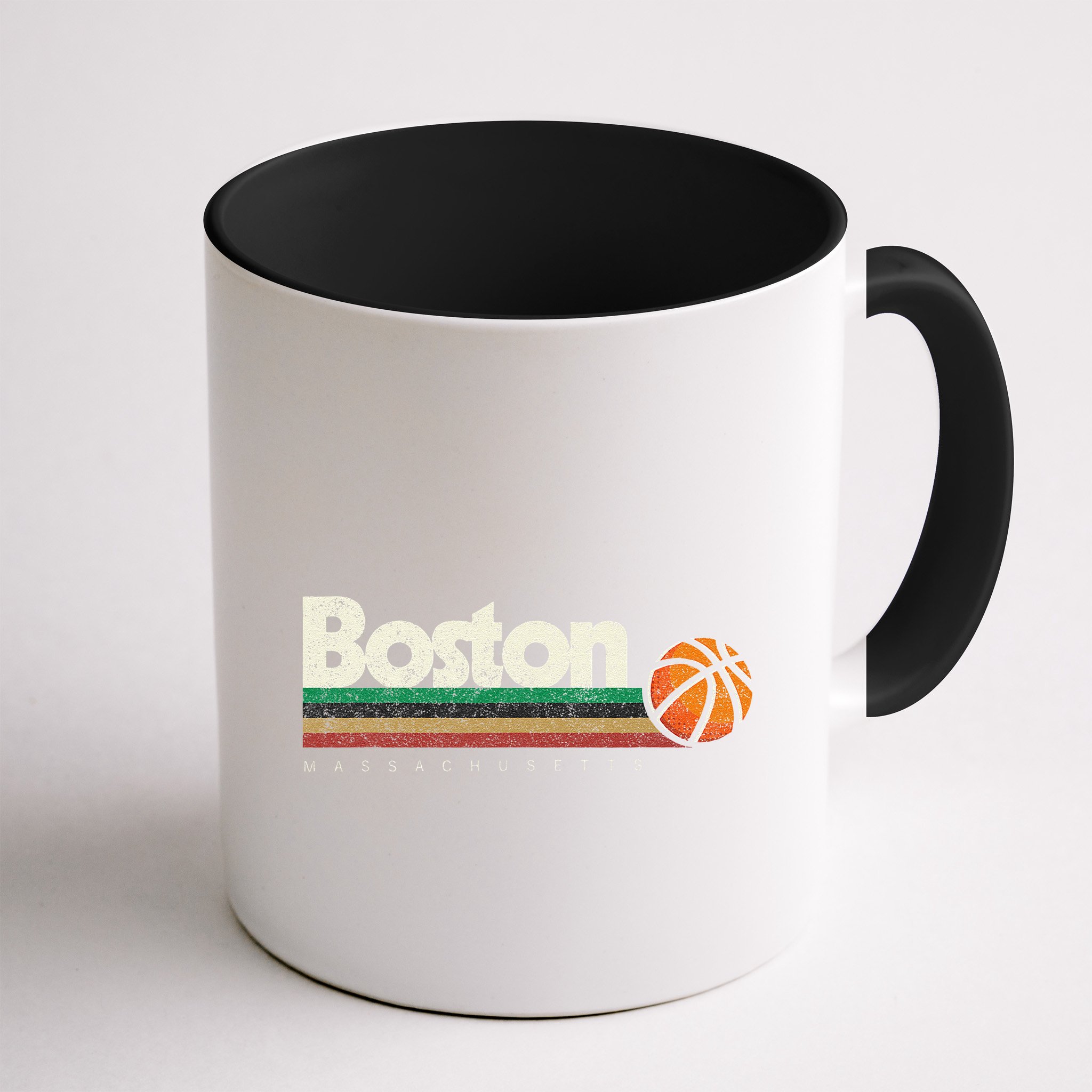 Vintage Basketball Boston City Bball Retro Stripes Mug