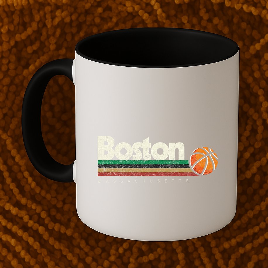Vintage Basketball Boston City Bball Retro Stripes Mug