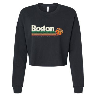 Vintage Basketball Boston City Bball Retro Stripes Cropped Pullover Crew