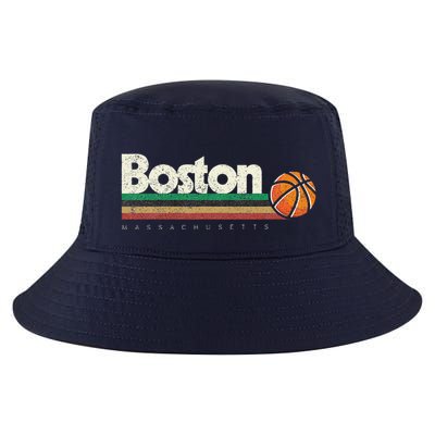 Vintage Basketball Boston City Bball Retro Stripes Cool Comfort Performance Bucket Hat