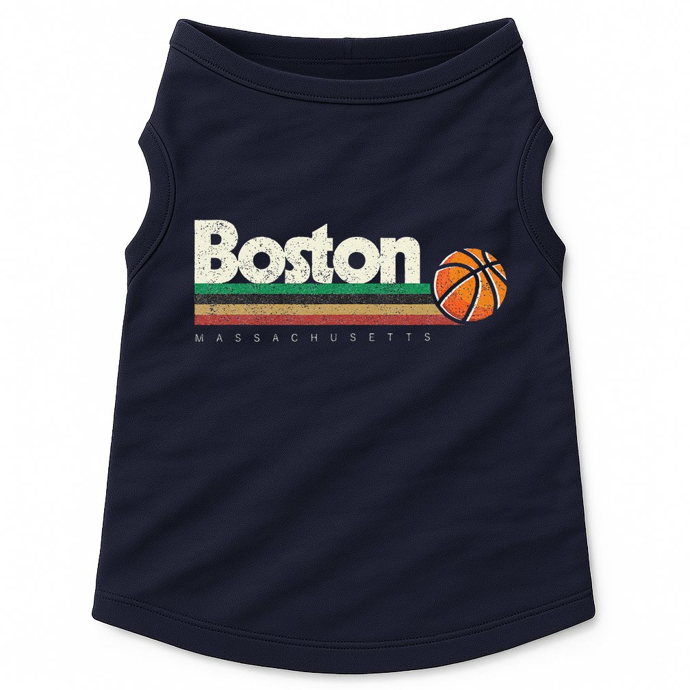 Vintage Basketball Boston City Bball Retro Stripes Doggie Tank