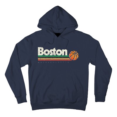 Vintage Basketball Boston City Bball Retro Stripes Hoodie