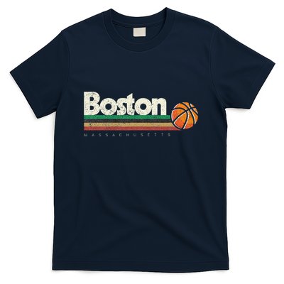 Vintage Basketball Boston City Bball Retro Stripes T-Shirt
