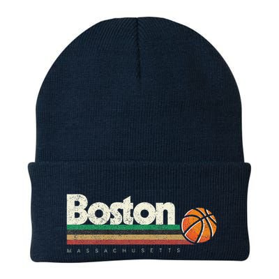 Vintage Basketball Boston City Bball Retro Stripes Beanie