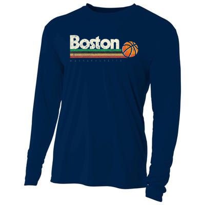 Vintage Basketball Boston City Bball Retro Stripes Cooling Performance Long Sleeve Crew