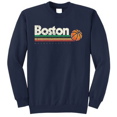 Vintage Basketball Boston City Bball Retro Stripes Tall Sweatshirt