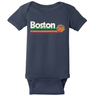 Vintage Basketball Boston City Bball Retro Stripes Baby Bodysuit