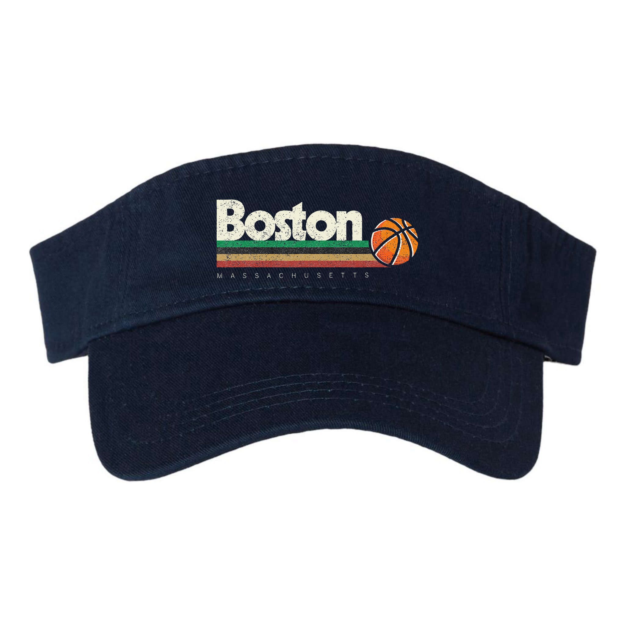 Vintage Basketball Boston City Bball Retro Stripes Visor