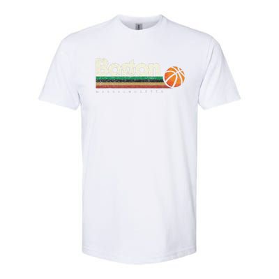 Vintage Basketball Boston City Bball Retro Stripes Softstyle® CVC T-Shirt