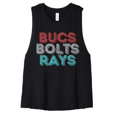 Vintage Bucs Bolts Rays Women's Racerback Cropped Tank