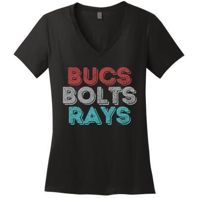 Vintage Bucs Bolts Rays Women's V-Neck T-Shirt