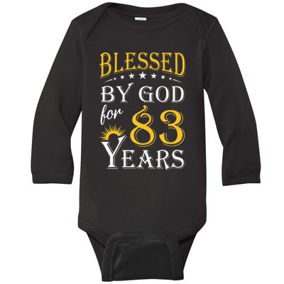 Vintage Blessed by God for 83 years Happy 83rd Birthday Baby Long Sleeve Bodysuit