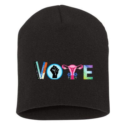 Vote Banned Books Reproductive Rights Blm Political Activism Short Acrylic Beanie