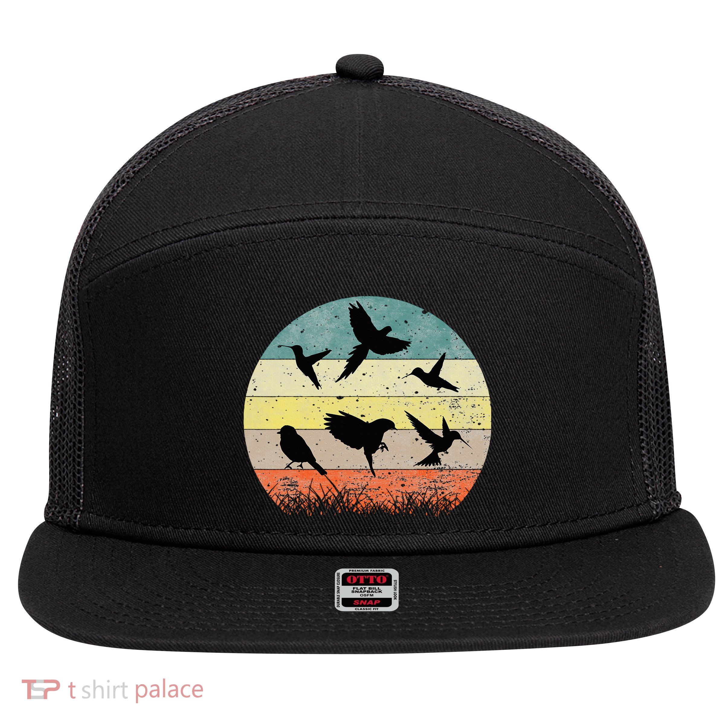 Vintage Birding Bird Watching Bird Watcher Bird 7 Panel Mesh Trucker Snapback Hat