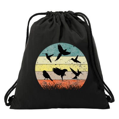 Vintage Birding Bird Watching Bird Watcher Bird Drawstring Bag