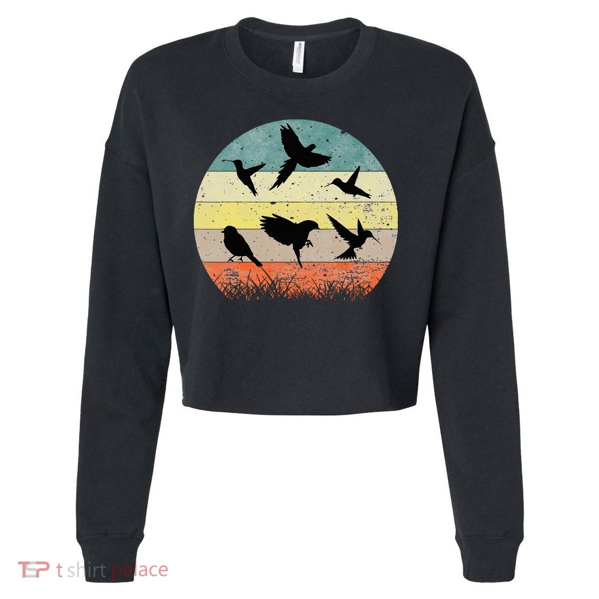 Vintage Birding Bird Watching Bird Watcher Bird Cropped Pullover Crew