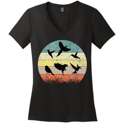 Vintage Birding Bird Watching Bird Watcher Bird Women's V-Neck T-Shirt