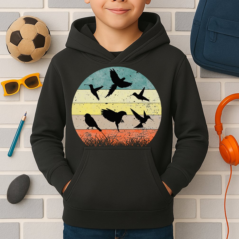 Vintage Birding Bird Watching Bird Watcher Bird Kids Hoodie
