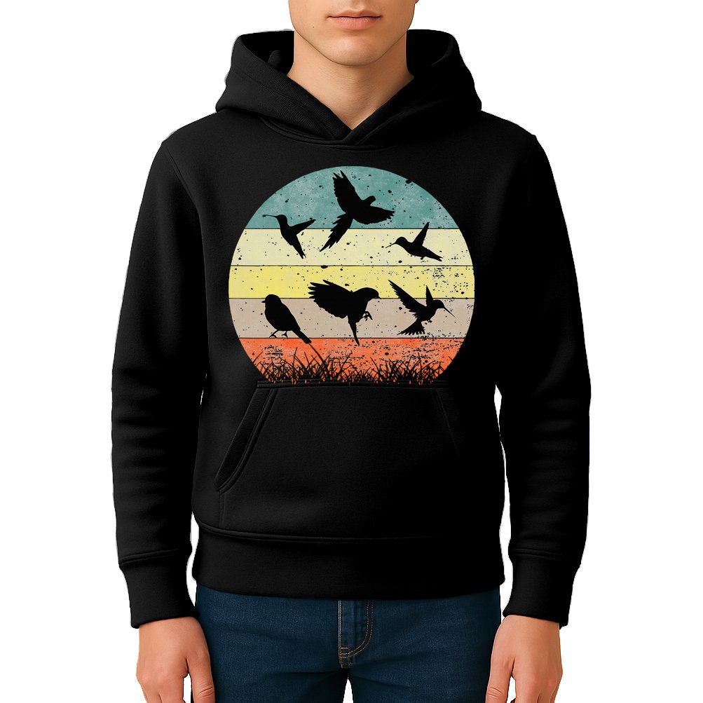 Vintage Birding Bird Watching Bird Watcher Bird Kids Hoodie