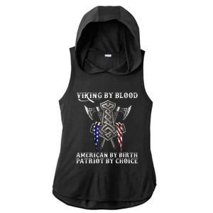 Viking By Blood American By Birth Patriot By Choice Ladies PosiCharge Tri-Blend Wicking Draft Hoodie Tank