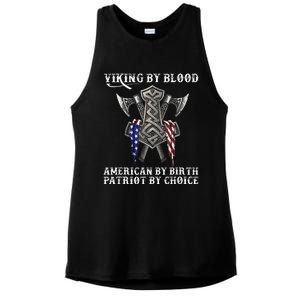 Viking By Blood American By Birth Patriot By Choice Ladies PosiCharge Tri-Blend Wicking Tank