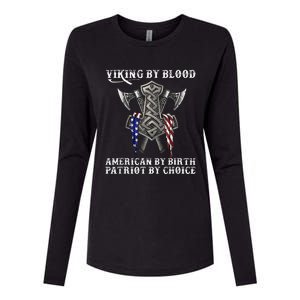 Viking By Blood American By Birth Patriot By Choice Womens Cotton Relaxed Long Sleeve T-Shirt