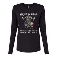 Viking By Blood American By Birth Patriot By Choice Womens Cotton Relaxed Long Sleeve T-Shirt