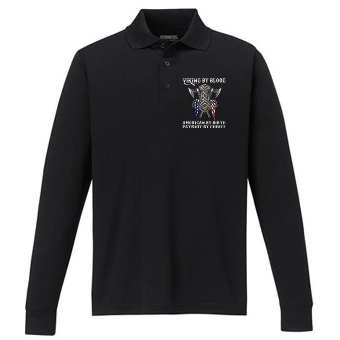 Viking By Blood American By Birth Patriot By Choice Performance Long Sleeve Polo