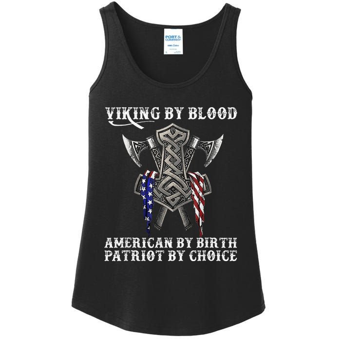 Viking By Blood American By Birth Patriot By Choice Ladies Essential Tank