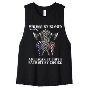 Viking By Blood American By Birth Patriot By Choice Women's Racerback Cropped Tank