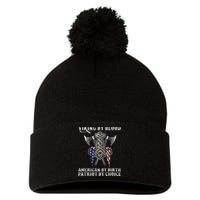 Viking By Blood American By Birth Patriot By Choice Pom Pom 12in Knit Beanie