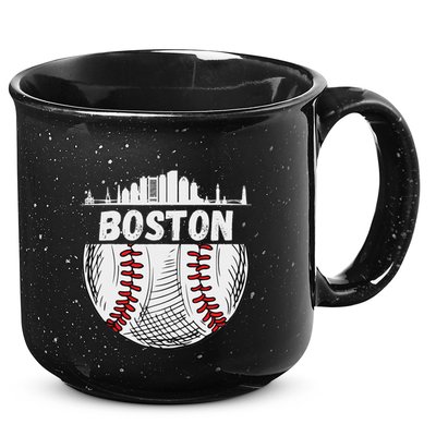 Vintage Boston Baseball Skyline Boston Baseball Graphic 15oz Campfire Ceramic Mug