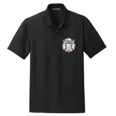 Vintage Boston Baseball Skyline Boston Baseball Graphic Dry Zone Grid Polo