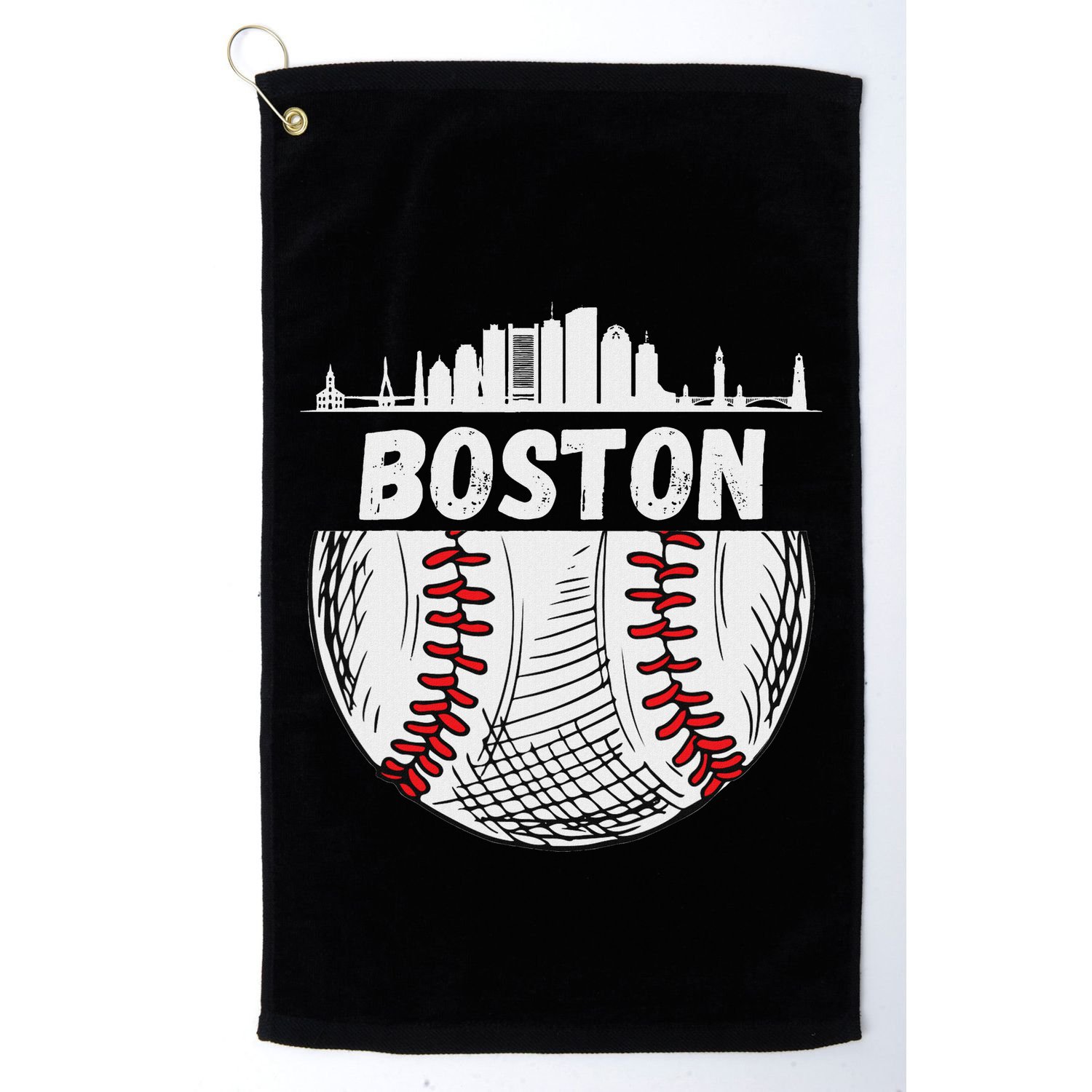 Vintage Boston Baseball Skyline Boston Baseball Graphic Golf Towel