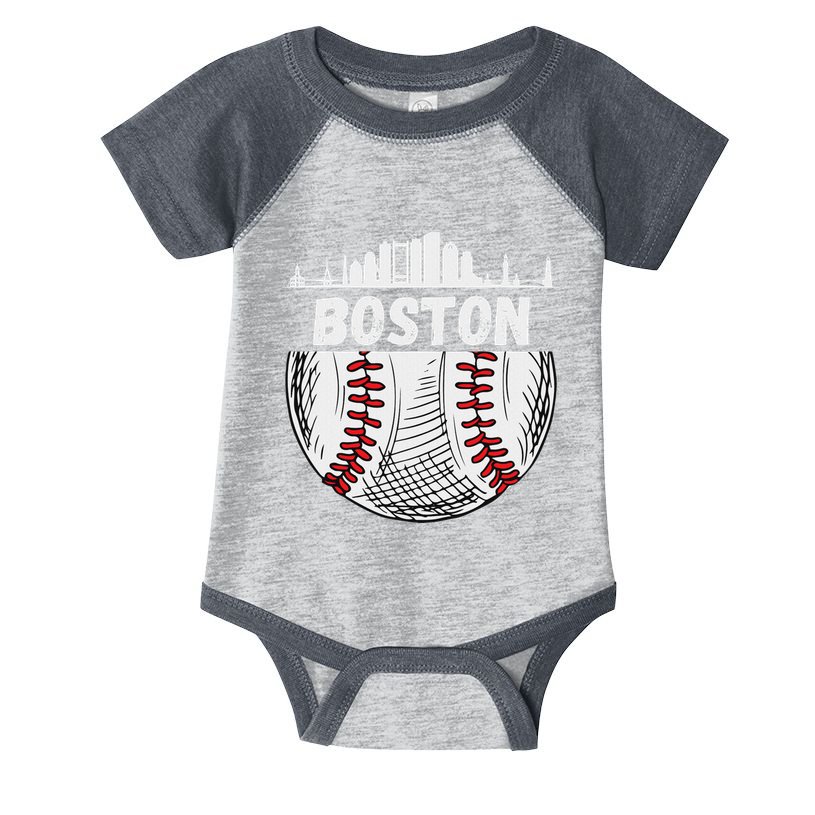 Vintage Boston Baseball Skyline Boston Baseball Graphic Infant Baby Jersey Bodysuit