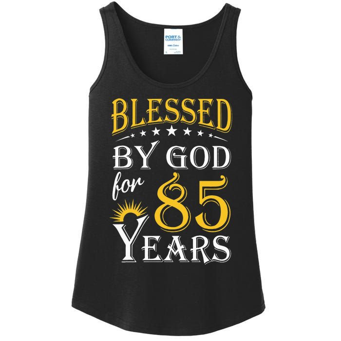 Vintage Blessed by God for 85 years Happy 85th Birthday Ladies Essential Tank