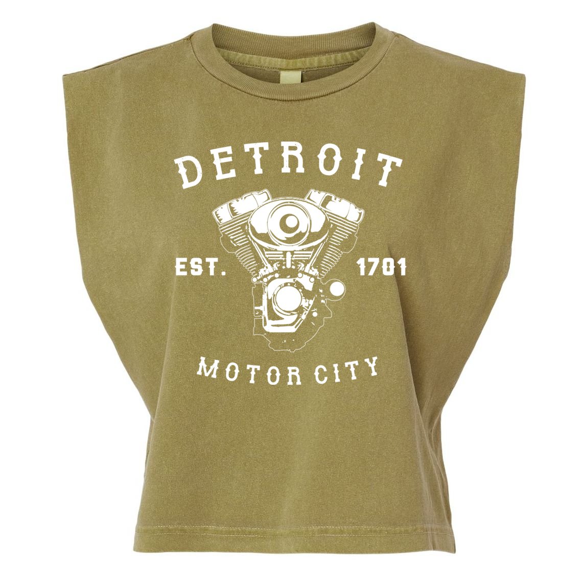 Vintage Big Block Detroit Motor City Michigan Car Enthusiast Cool Gift Garment-Dyed Women's Muscle Tee