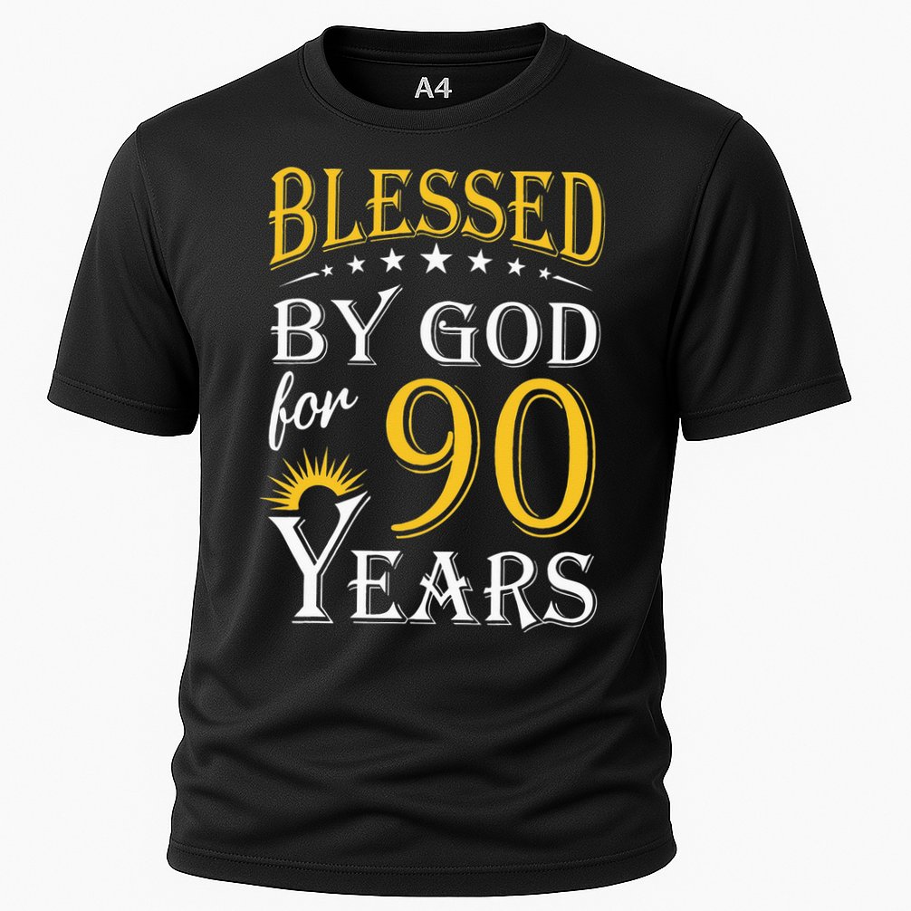 Vintage Blessed by God for 90 years Happy 90th Birthday Cooling Performance Crew T-Shirt