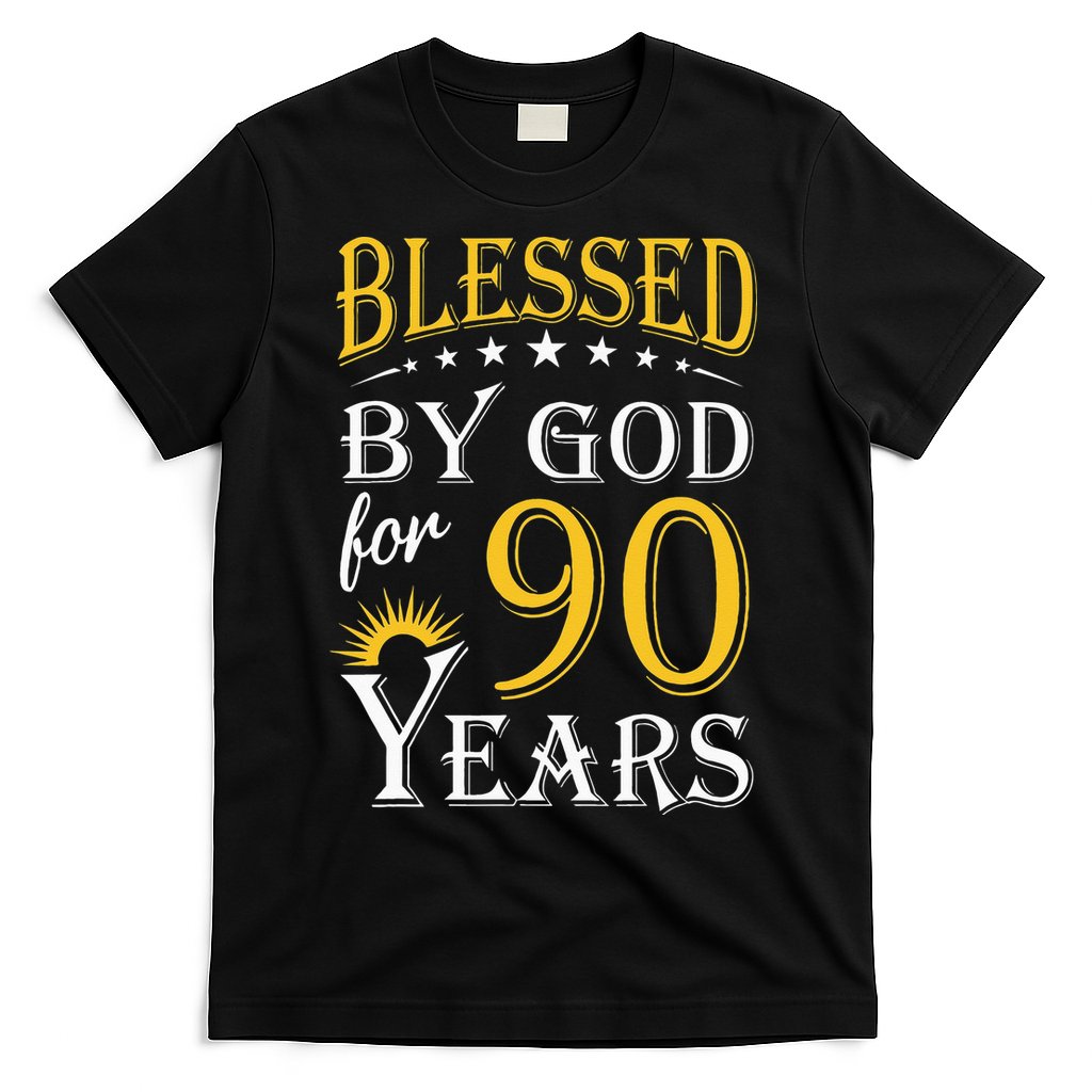 Vintage Blessed by God for 90 years Happy 90th Birthday T-Shirt