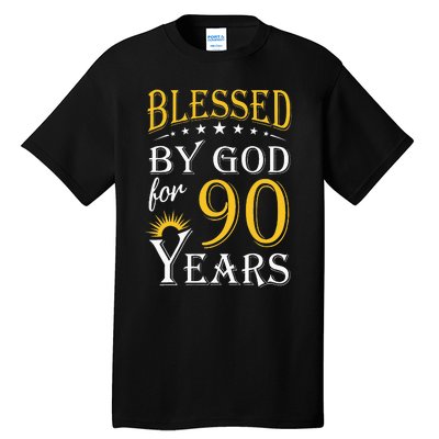 Vintage Blessed by God for 90 years Happy 90th Birthday Tall T-Shirt