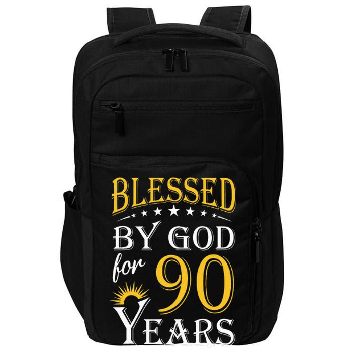 Vintage Blessed by God for 90 years Happy 90th Birthday Impact Tech Backpack