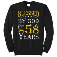 Vintage Blessed By God For 58 Years Happy 58th Birthday Sweatshirt