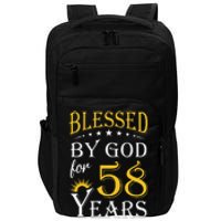 Vintage Blessed By God For 58 Years Happy 58th Birthday Impact Tech Backpack