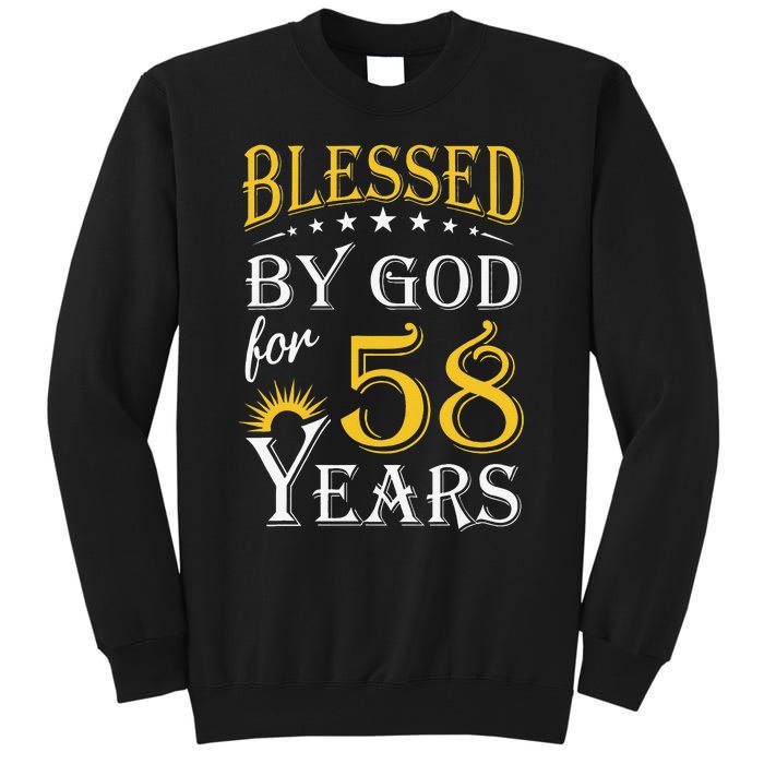 Vintage Blessed By God For 58 Years Happy 58th Birthday Tall Sweatshirt