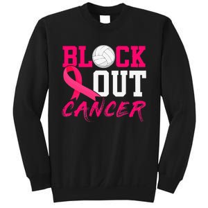 Volleyball Breast Cancer Awareness Block Out Cancer Sweatshirt